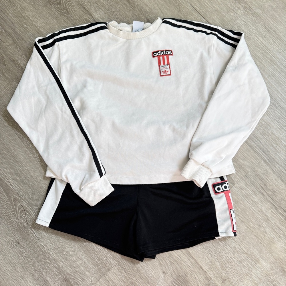 Adidas Cream and Black Apparel
